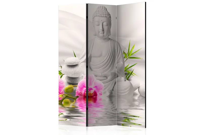 Romdeler Buddha And Orchids 135x172 - Artgeist sp. z o. o. - Innredning - Romdelere - Bretteskjerm