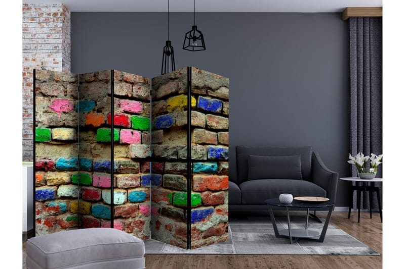 Romdeler - Colorful Bricks II 225x172 - Artgeist sp. z o. o. - Innredning - Romdelere - Bretteskjerm