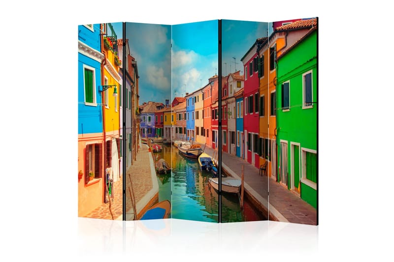 Romdeler - Colorful Canal i Burano II 225x172 - Artgeist sp. z o. o. - Bretteskjerm - Romdelere