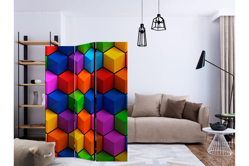 Romdeler Colorful Geometric Boxes - Artgeist sp. z o. o. - Bretteskjerm - Romdelere