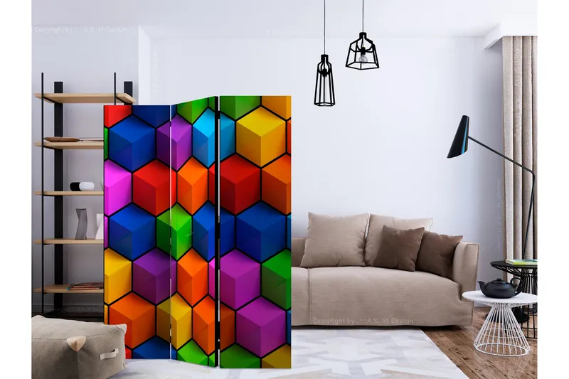 Romdeler Colorful Geometric Boxes - Artgeist sp. z o. o. - Innredning - Romdelere - Bretteskjerm