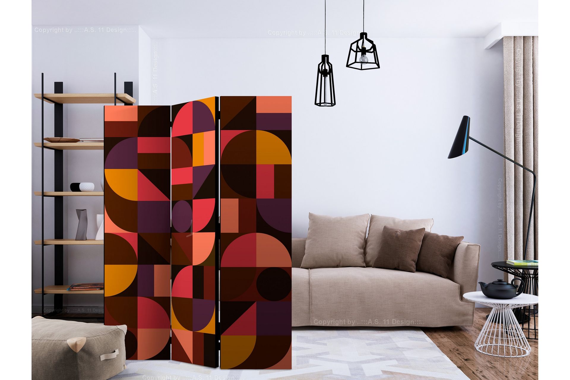 Romdeler Geometric Mosaic Red - Artgeist sp. z o. o. - Innredning - Romdelere - Bretteskjerm