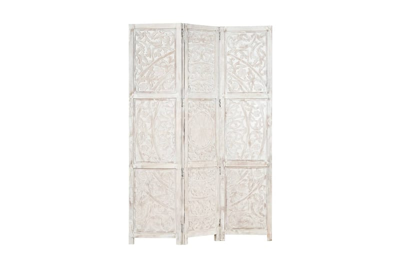 Romdeler håndskåret 3 paneler hvit 120x165 cm heltre mango - Innredning - Romdelere - Skjermvegg