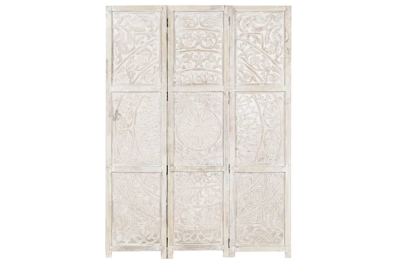 Romdeler håndskåret 3 paneler hvit 120x165 cm heltre mango - Innredning - Romdelere - Skjermvegg