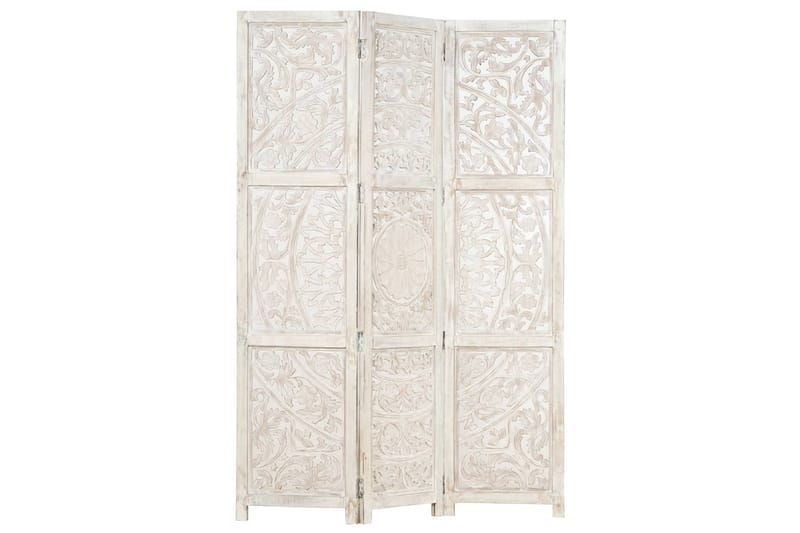 Romdeler håndskåret 3 paneler hvit 120x165 cm heltre mango - Innredning - Romdelere - Skjermvegg