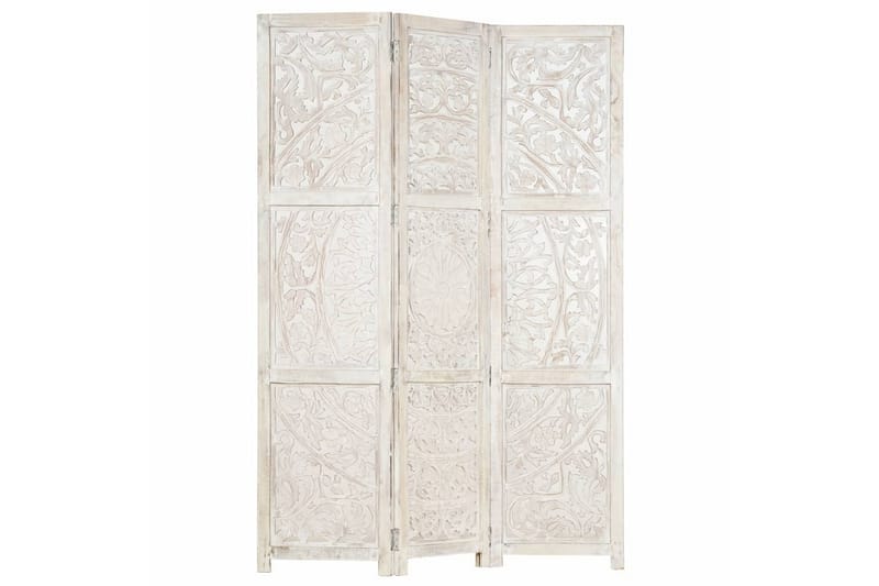 Romdeler håndskåret 3 paneler hvit 120x165 cm heltre mango - Innredning - Romdelere - Skjermvegg
