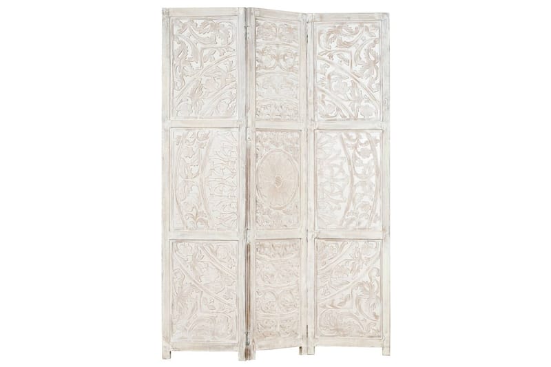 Romdeler håndskåret 3 paneler hvit 120x165 cm heltre mango - Innredning - Romdelere - Skjermvegg