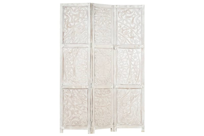 Romdeler håndskåret 3 paneler hvit 120x165 cm heltre mango - Innredning - Romdelere - Skjermvegg