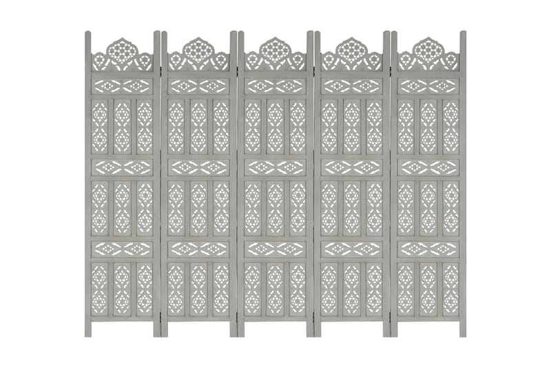 Romdeler håndskåret 5 paneler grå 200x165 cm heltre mango - Innredning - Romdelere - Skjermvegg