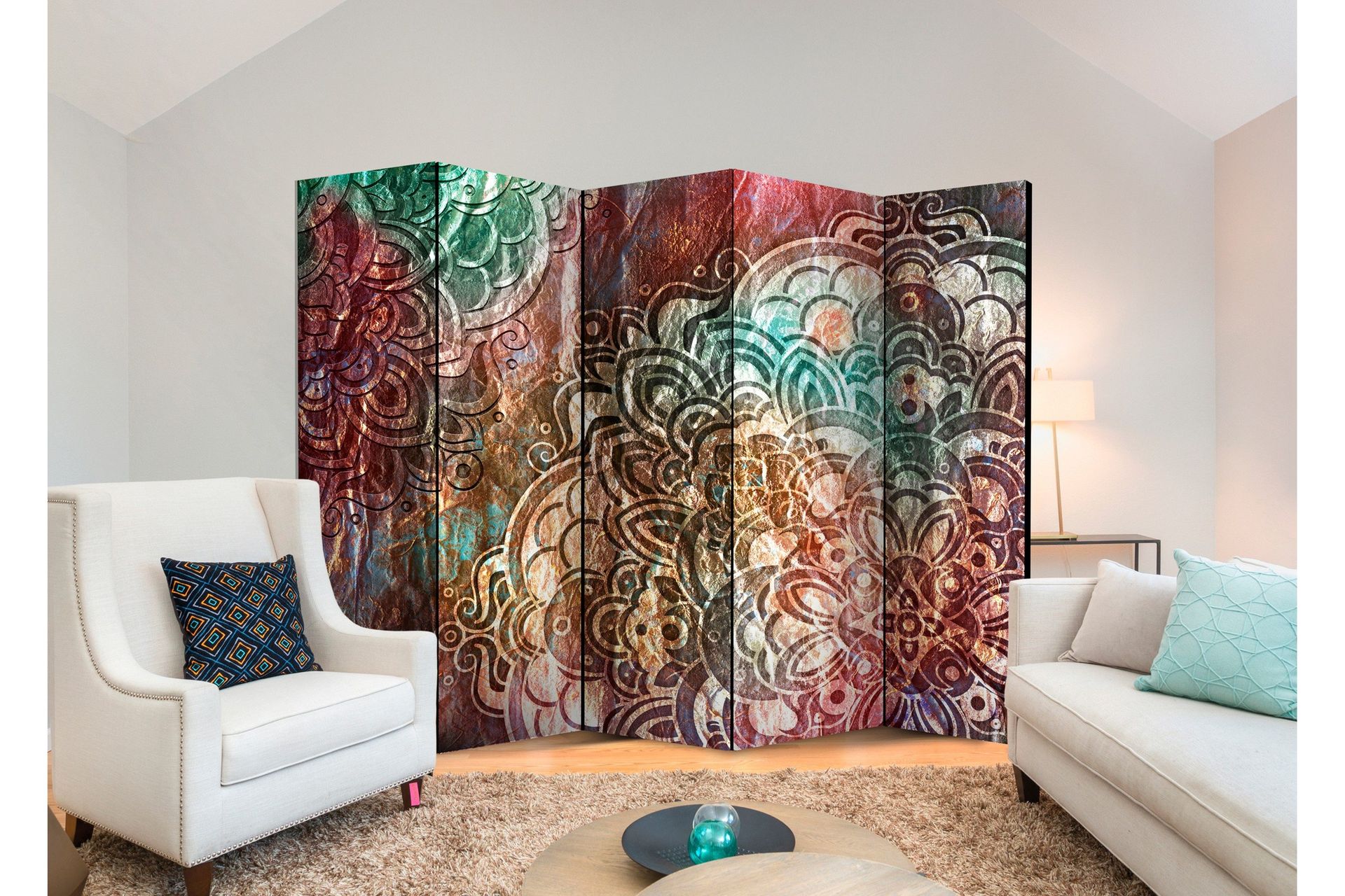 Romdeler Mandala: Copper Garden II 222x517 cm - Artgeist sp. z o. o.