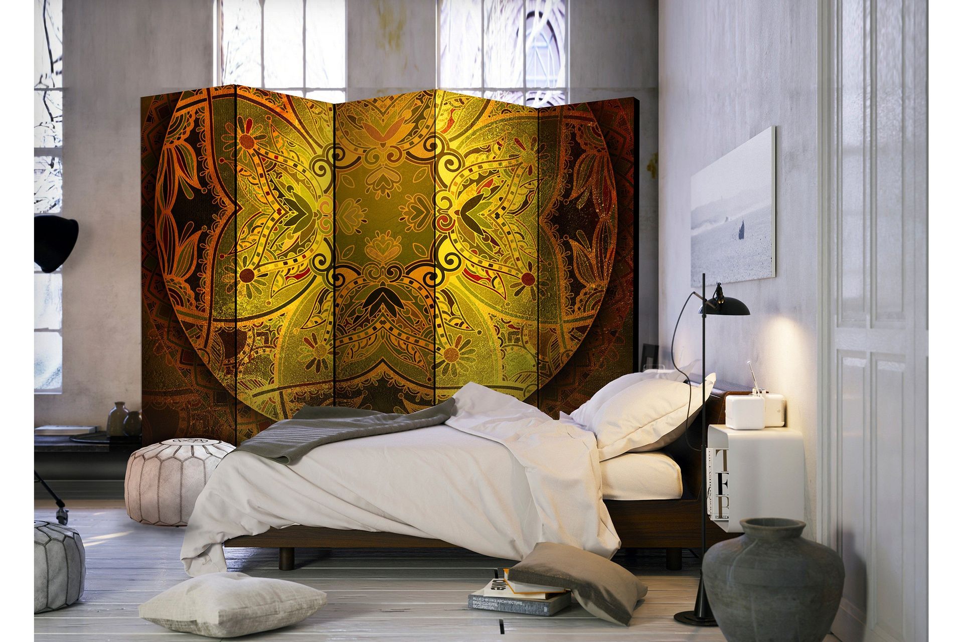 Romdeler Mandala: Golden Power II 222x517 cm - Artgeist sp. z o. o.