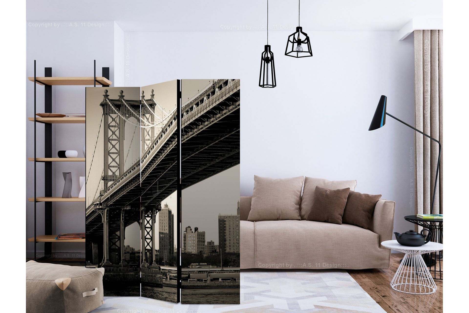 Romdeler - Manhattan Bridge, New York 135x172 - Artgeist sp. z o. o. - Innredning - Romdelere - Bretteskjerm