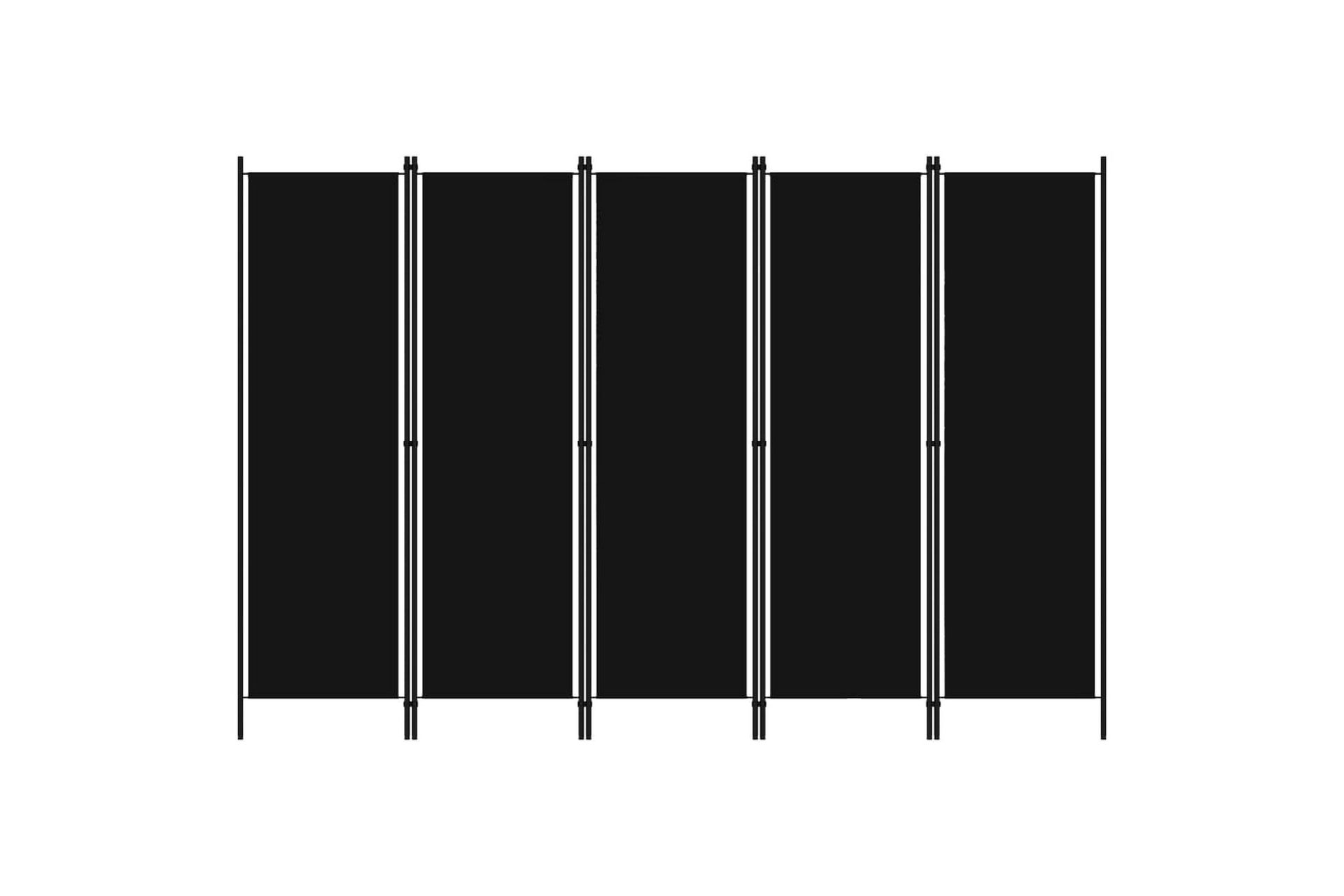 Romdeler med 5 paneler svart 250x180 cm - Innredning - Romdelere - Skjermvegg