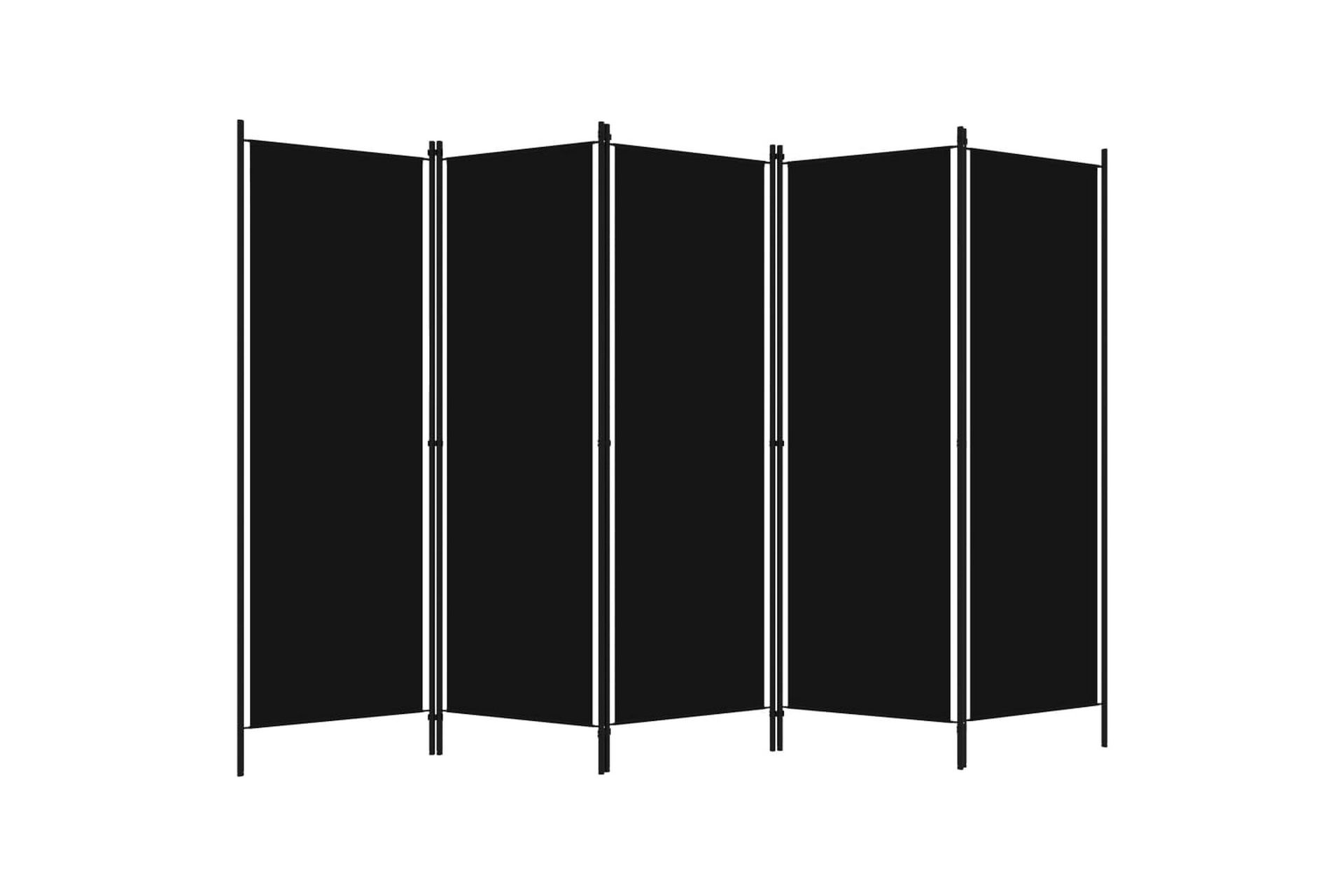 Romdeler med 5 paneler svart 250x180 cm - Innredning - Romdelere - Skjermvegg