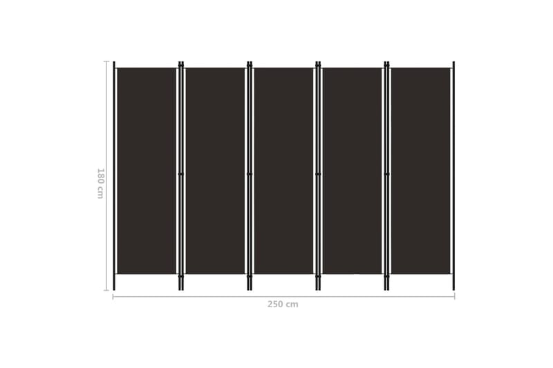 Romdeler med 5 paneler brun 250x180 cm - Skjermvegg - Romdelere