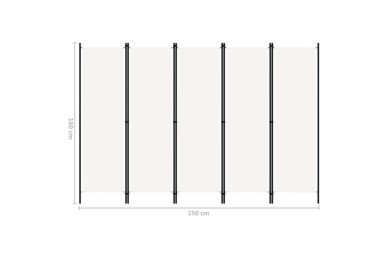 Romdeler med 5 paneler hvit 250x180 cm - Innredning - Romdelere - Skjermvegg