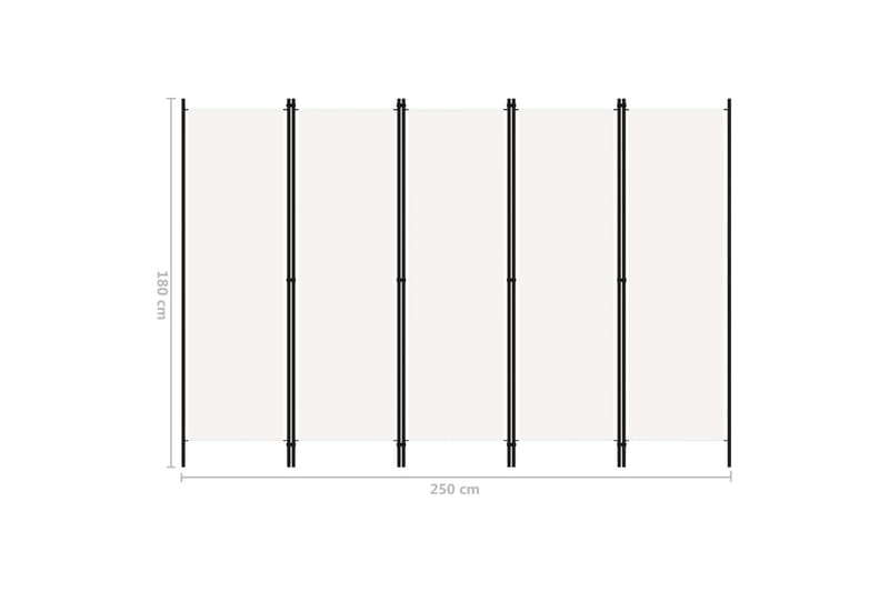 Romdeler med 5 paneler hvit 250x180 cm - Skjermvegg - Romdelere
