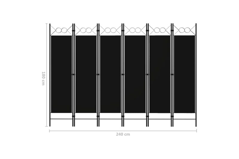 Romdeler med 6 paneler svart 240x180 cm - Innredning - Romdelere - Skjermvegg