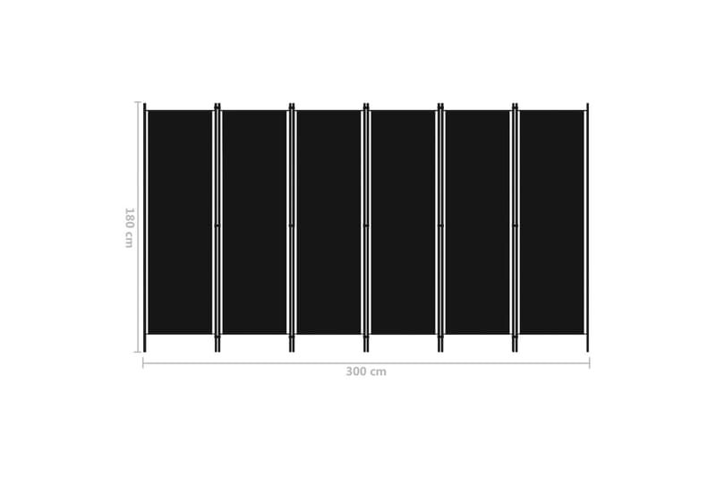 Romdeler med 6 paneler svart 300x180 cm - Bretteskjerm - Romdelere