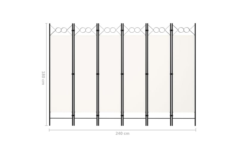 Romdeler med 6 paneler hvit 240x180 cm - Skjermvegg - Romdelere