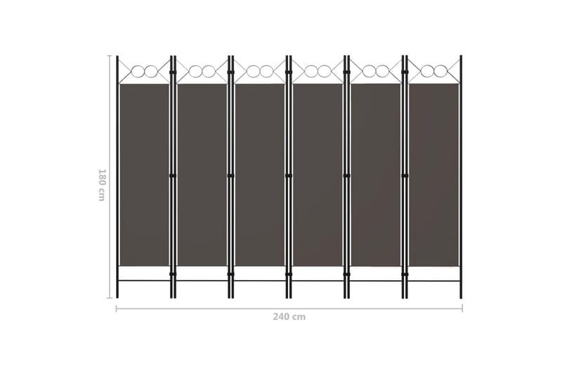 Romdeler med 6 paneler antrasitt 240x180 cm - Skjermvegg - Romdelere