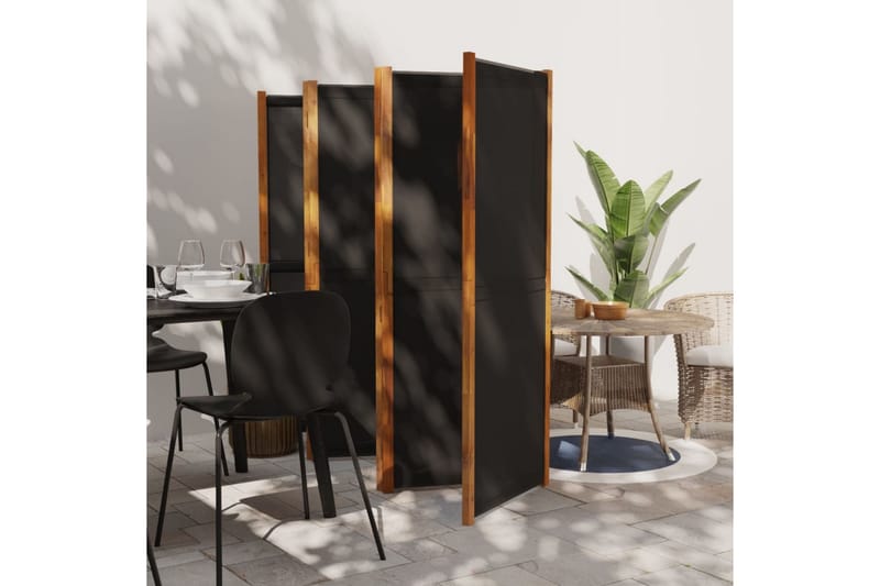 Romdeler med 6 paneler svart 420x180 cm - Svart - Innredning - Romdelere - Skjermvegg