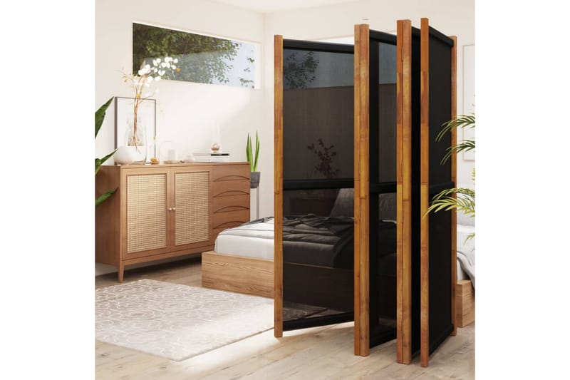 Romdeler med 6 paneler svart 420x180 cm - Svart - Innredning - Romdelere - Skjermvegg