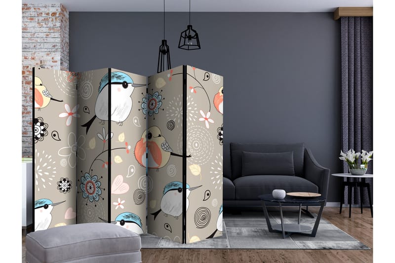 Romdeler Natural Pattern with Birds II - Artgeist sp. z o. o. - Innredning - Romdelere - Bretteskjerm