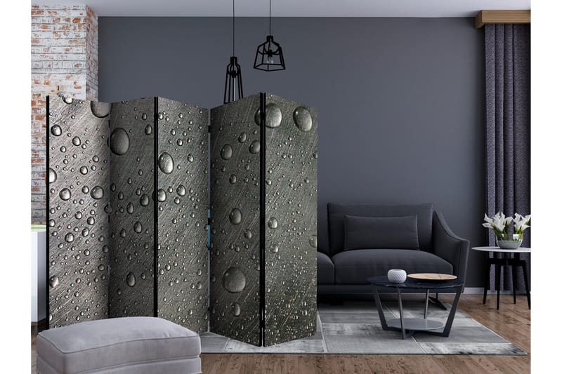 Romdeler - Steel surface with water drops II 225x172 - Artgeist sp. z o. o. - Innredning - Romdelere - Bretteskjerm