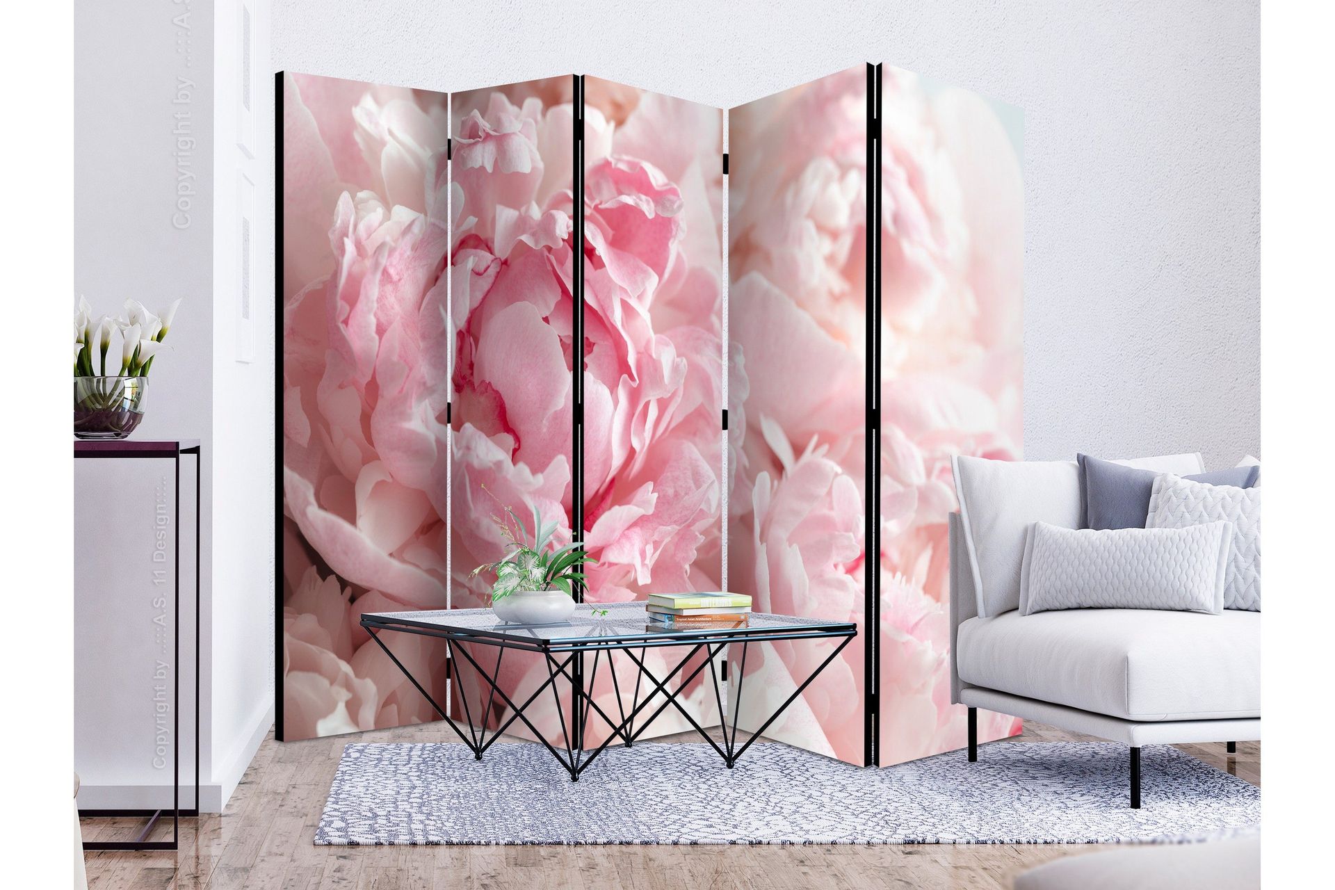 Romdeler Sweet Peonies II 222x517 cm - Artgeist sp. z o. o.