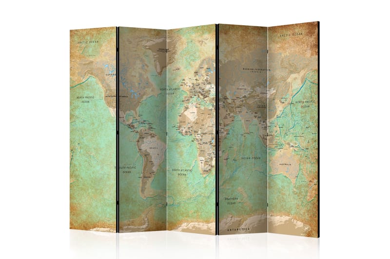 Romdeler Turquoise World Map 225x172 - Artgeist sp. z o. o. - Bretteskjerm - Romdelere