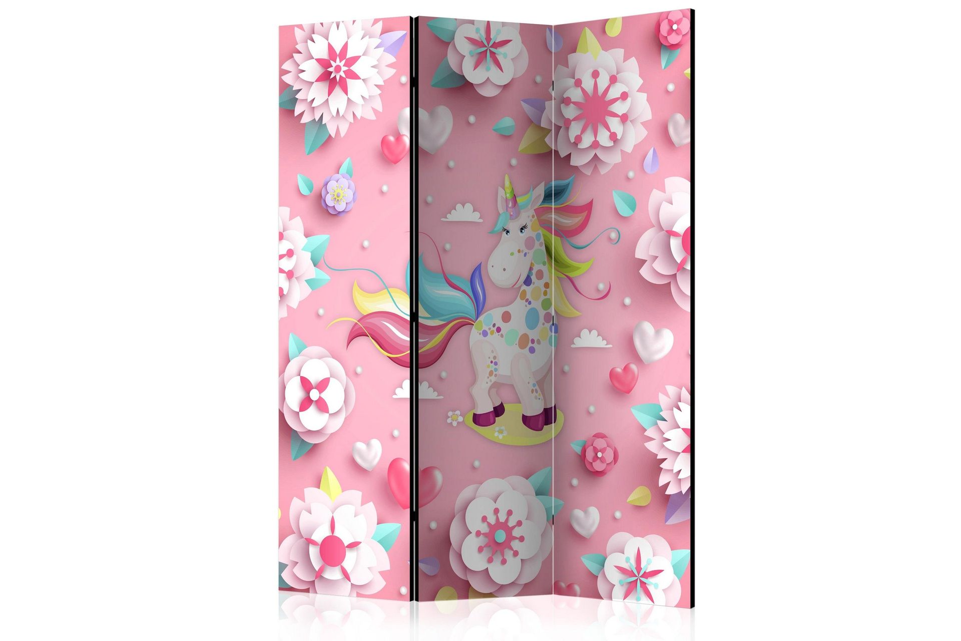 Romdeler Unicorn på Blomstereng 113x517 cm - Artgeist sp. z o. o.