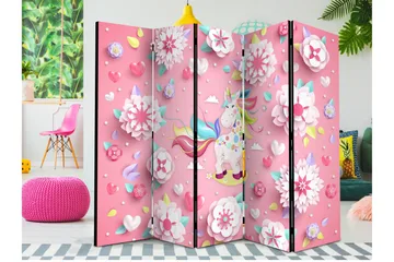 Romdeler Unicorn på Flowerbed II 222x517 cm - Artgeist sp. z o. o. - Innredning - Romdelere - Bretteskjerm