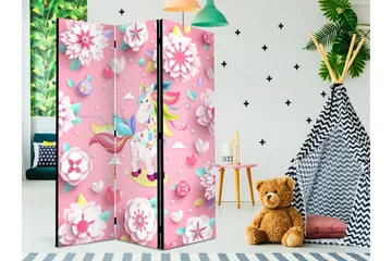 Romdeler Unicorn på Blomstereng 113x517 cm - Artgeist sp. z o. o. - Innredning - Romdelere - Bretteskjerm