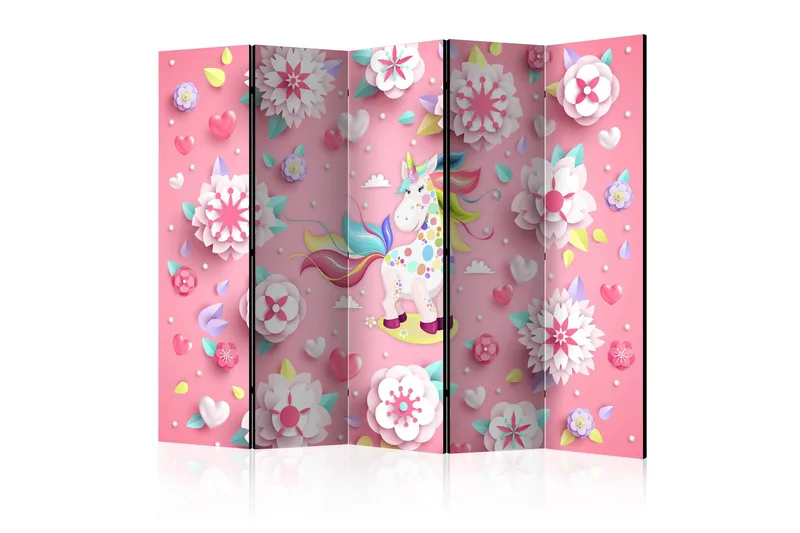 Romdeler Unicorn på Flowerbed II 222x517 cm, Artgeist sp. z o. o.