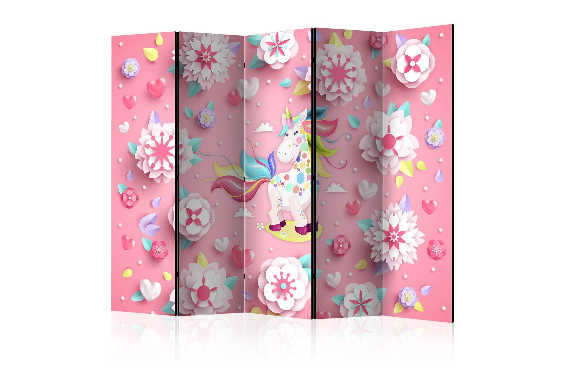 Romdeler Unicorn på Flowerbed II 222x517 cm - Artgeist sp. z o. o.