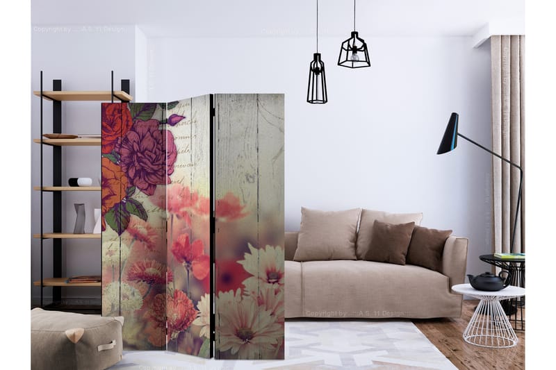 Romdeler - Vintage Flowers 135x172 - Artgeist sp. z o. o. - Innredning - Romdelere - Bretteskjerm