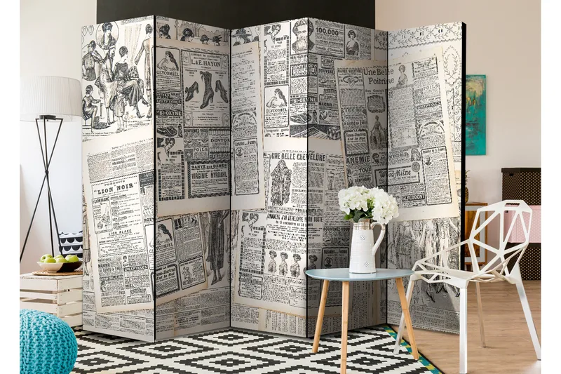 Romdeler Vintage Newspapers 225x172 - Artgeist sp. z o. o. - Innredning - Romdelere - Bretteskjerm