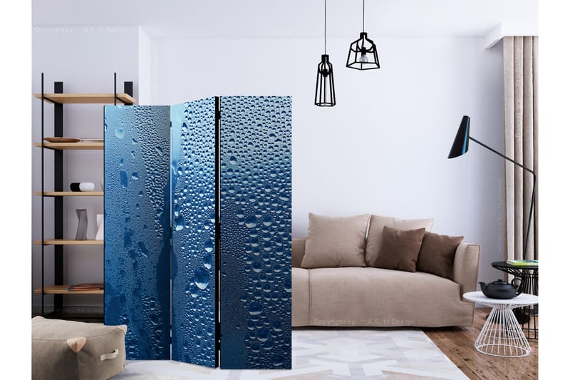 Romdeler - Water drops on blue glass 135x172 - Artgeist sp. z o. o. - Innredning - Romdelere - Bretteskjerm