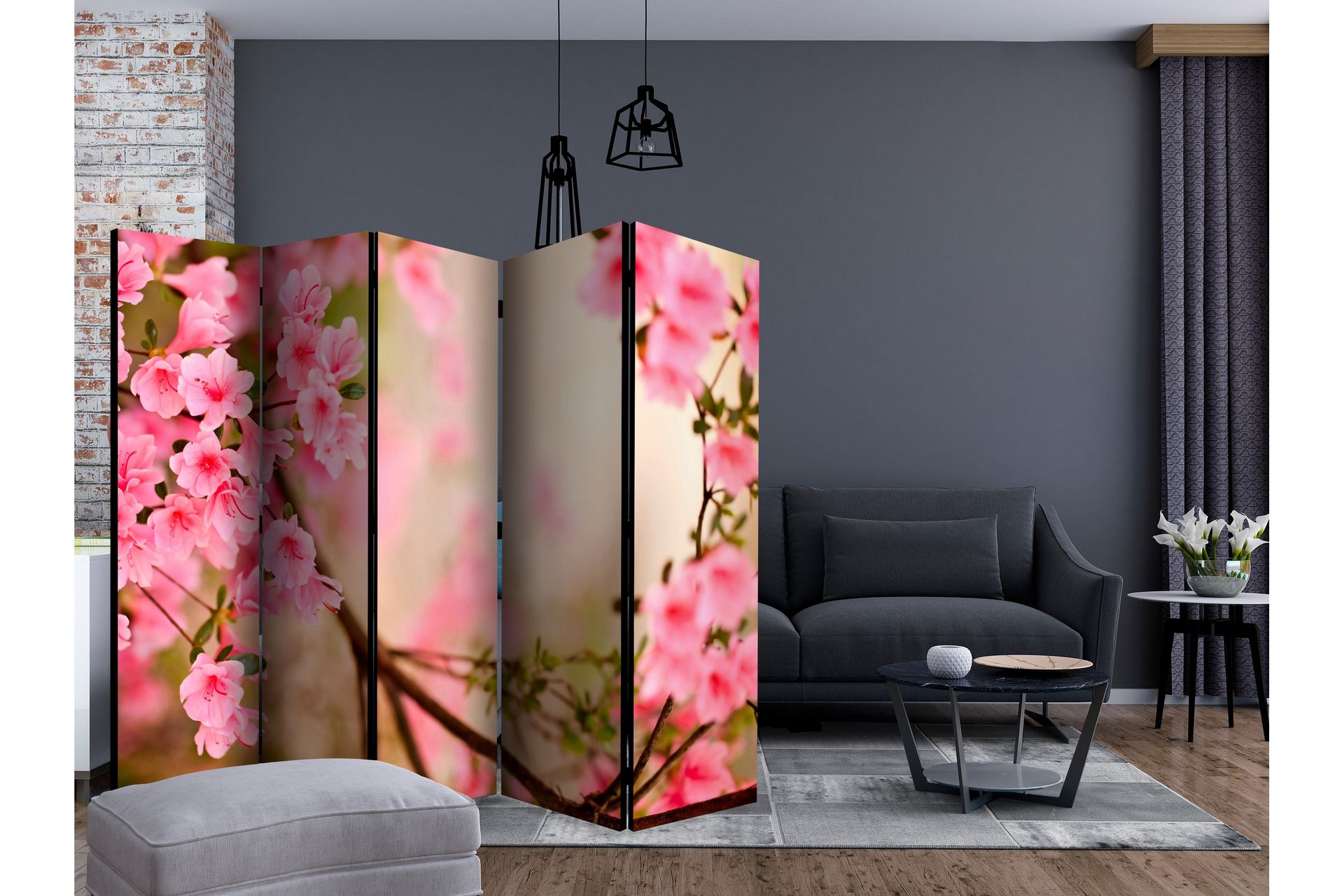 Romdeler - Pink azalea II 225x172 - Artgeist sp. z o. o. - Innredning - Romdelere - Bretteskjerm