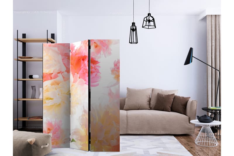 Romdeler - Pastel peonies 135x172 - Artgeist sp. z o. o. - Innredning - Romdelere - Bretteskjerm