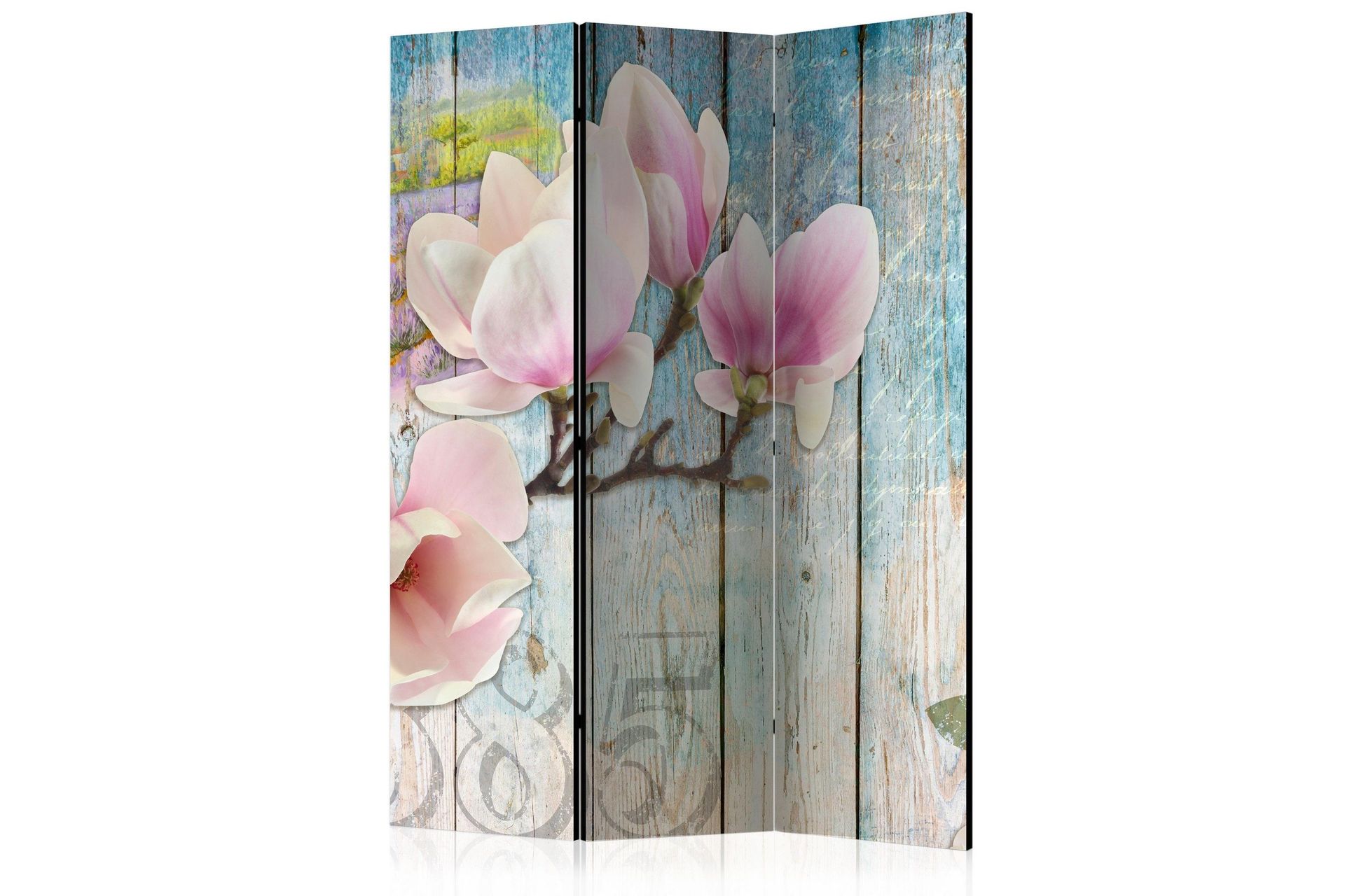 Romdeler - Pink Flowers on Wood 135x172 - Artgeist sp. z o. o.