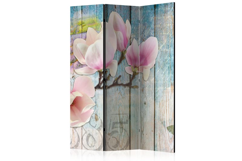 Romdeler - Pink Flowers on Wood 135x172, Artgeist sp. z o. o.