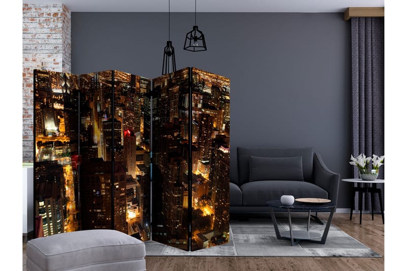 Room Divider - City by night - Chicago II 225x172 - Artgeist sp. z o. o. - Bretteskjerm - Romdelere