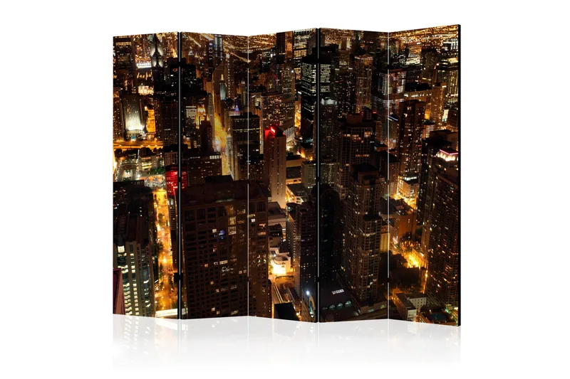 Room Divider - City by night - Chicago II 225x172, Artgeist sp. z o. o.