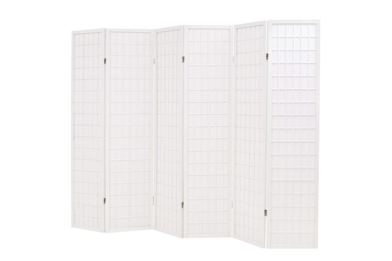 Sammenleggbar romdeler 6 paneler japansk stil 240x170cm hvit - Skjermvegg - Romdelere