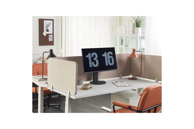 Skiljevägg för skrivbord Beliani Wally Beige, 130x2x40 cm Beige 80x2x40 cm - Innredning - Romdelere - Skjermvegg
