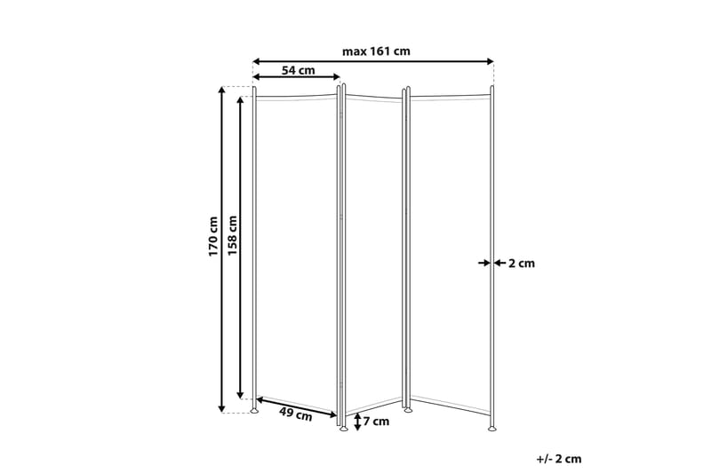 Skjermvegg 3 paneler 160 x 170 cm svart NARNI - Svart - Innredning - Romdelere - Skjermvegg