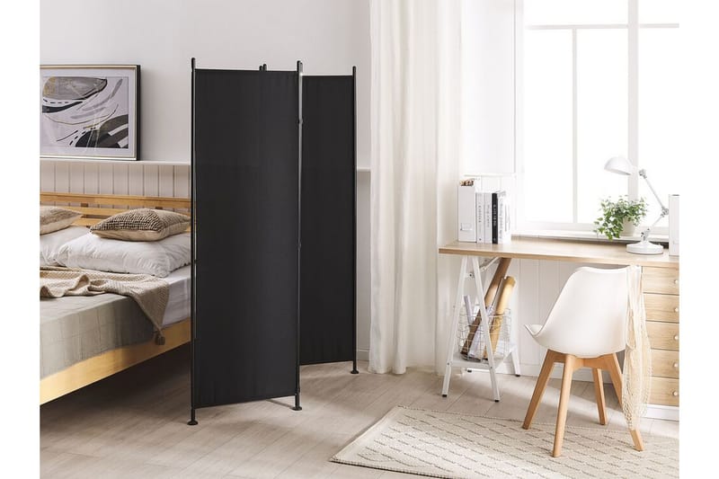 Skjermvegg 3 paneler 160 x 170 cm svart NARNI - Svart - Innredning - Romdelere - Skjermvegg