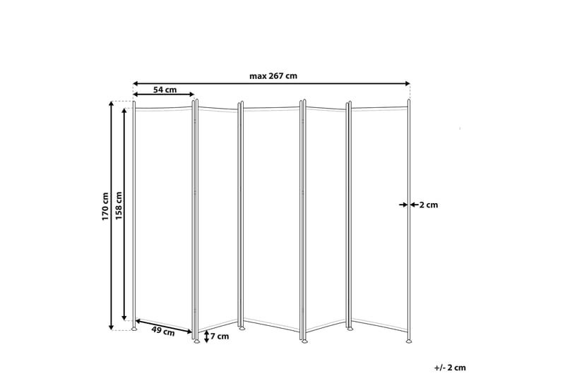 Skjermvegg 5 paneler 270 x 170 cm Hvit NARNI - Hvit - Skjermvegg - Romdelere